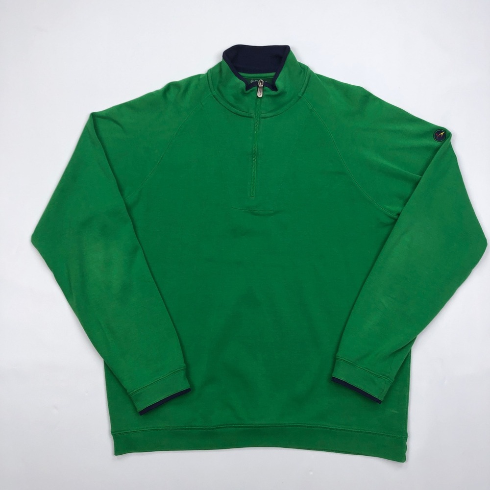 Bobby Jones Mens Green Pima Cotton 1/4 Zip Eagle Point Golf Pullover Large